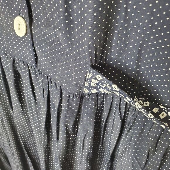 Sheri Martin 14 Vintage Dress Sleeveless Lightweight Blue White Button Up Front - Picture 3 of 7